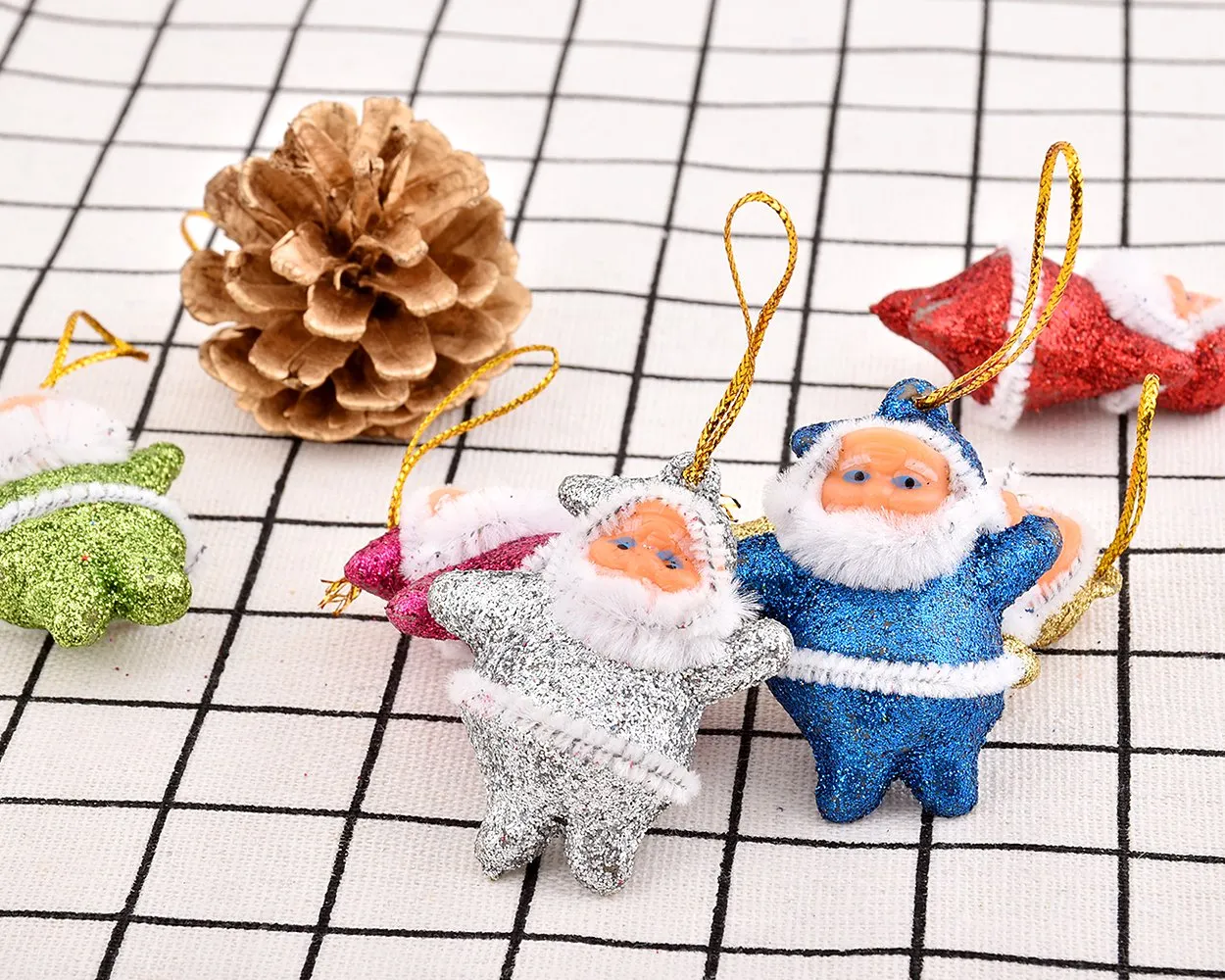 12 Pieces Santa Claus Ornaments for Christmas Tree Decoration