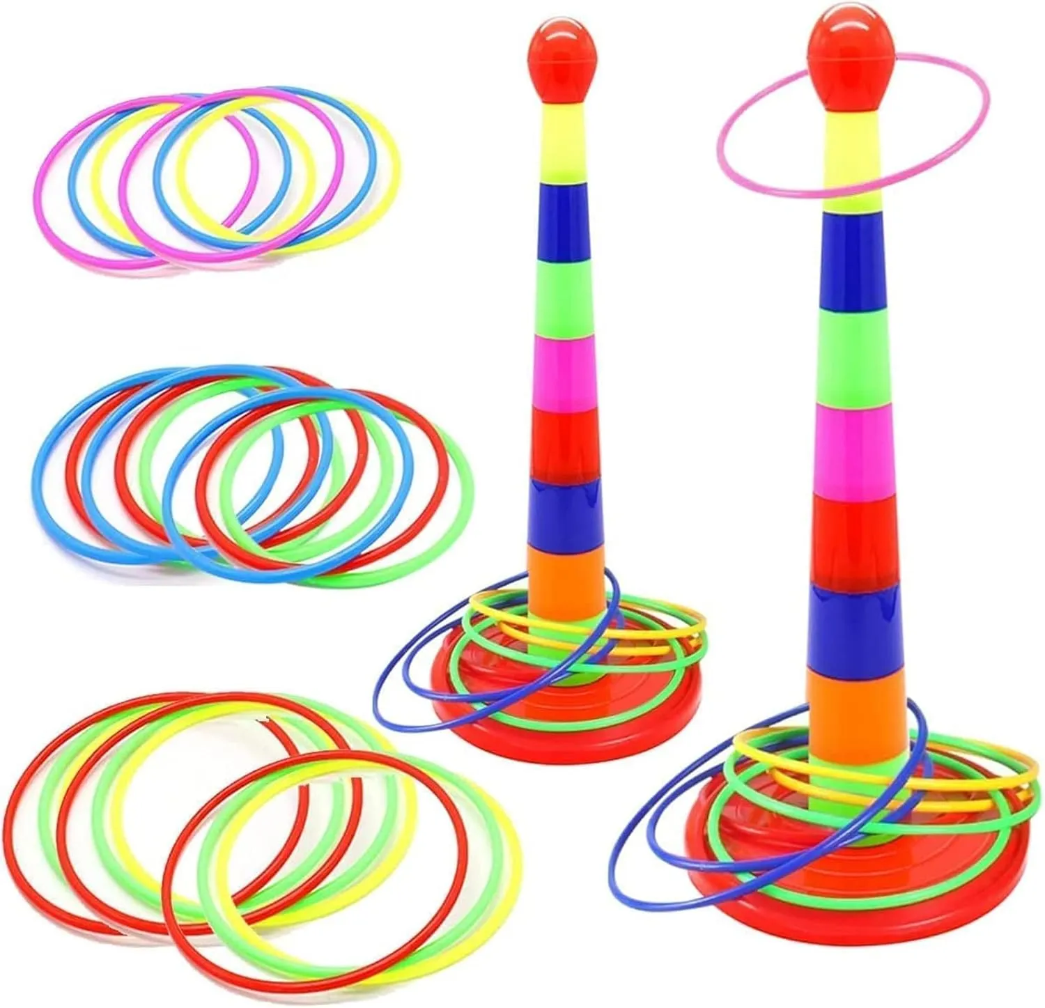 2 Color Columns   48 Circles, Colorful Happy Circle Game,Children's Play Park, Christmas Party Birthday Party Gift. Suitable for Indoor Holiday Games Family Christmas Party Games