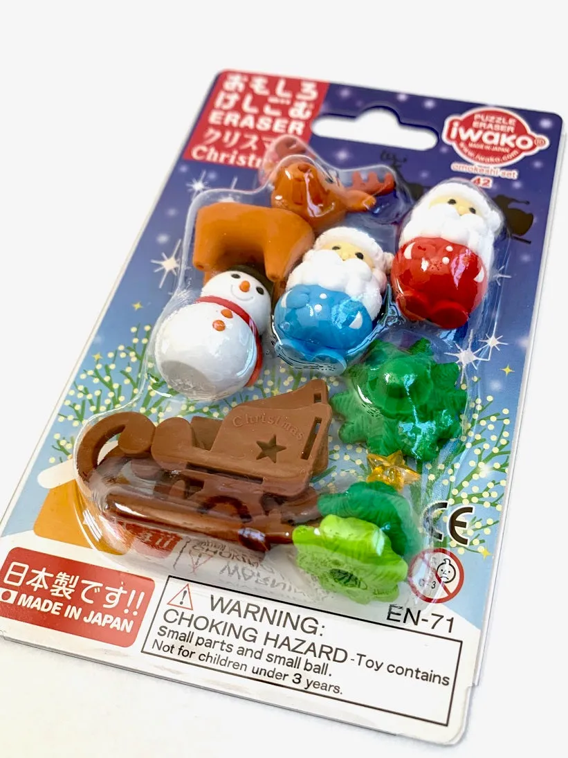 383041 IWAKO CHRISTMAS ERASER CARDS-SINGLE