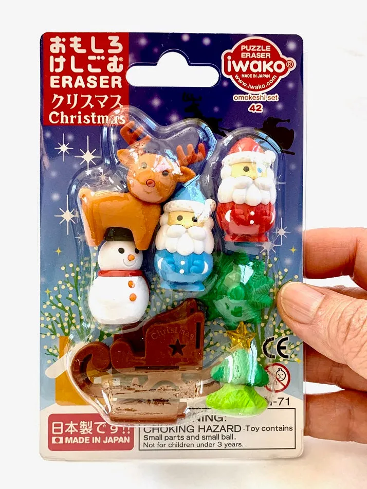 383041 IWAKO CHRISTMAS ERASER CARDS-SINGLE