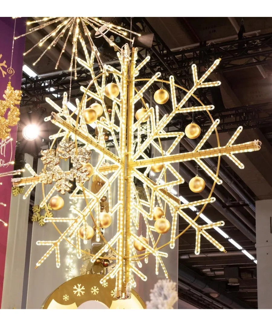 7' LED Rope Light Hanging Snowflake Chandelier