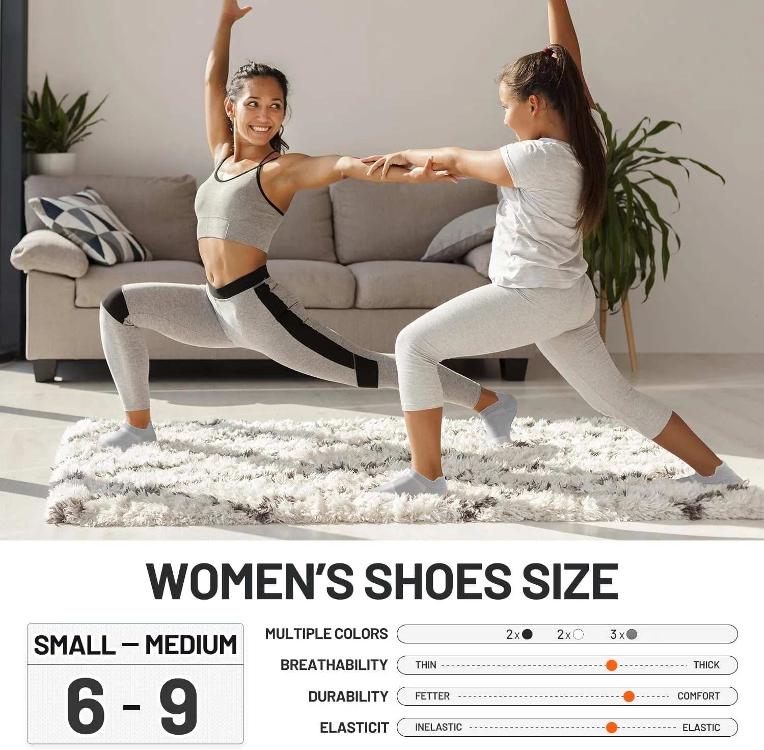 7 Pairs Pilates Socks with grips for Women- Non Slip, Ankle Yoga Socks for Yoga, Pilates, Ballet & Barre,Christmas gifts