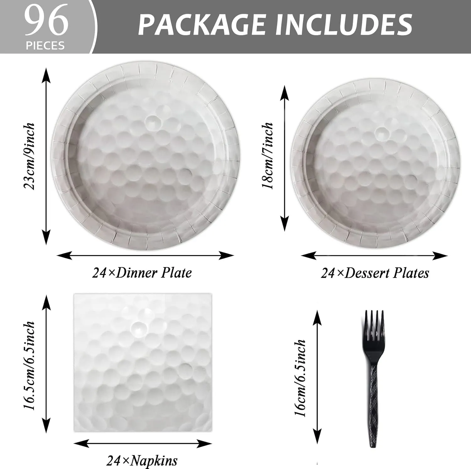 96 Pcs Golf Party Supplies Bundle Paper Plates Napkins Disposable Golf Ball Sports Party Birthday Decorations Favors For Kids Serves 24
