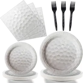 96 Pcs Golf Party Supplies Bundle Paper Plates Napkins Disposable Golf Ball Sports Party Birthday Decorations Favors For Kids Serves 24