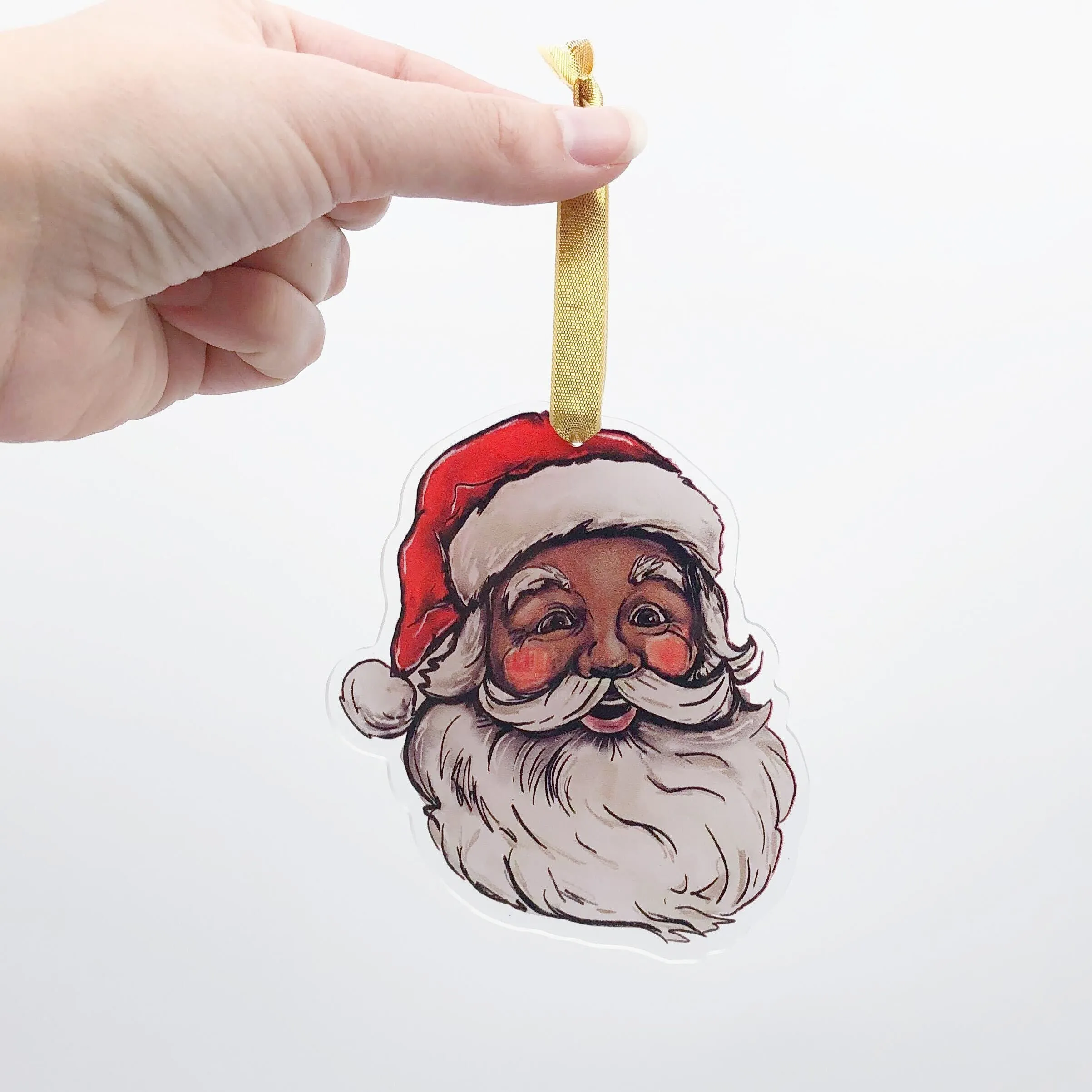 Acrylic Vintage Jolly Santa Ornament