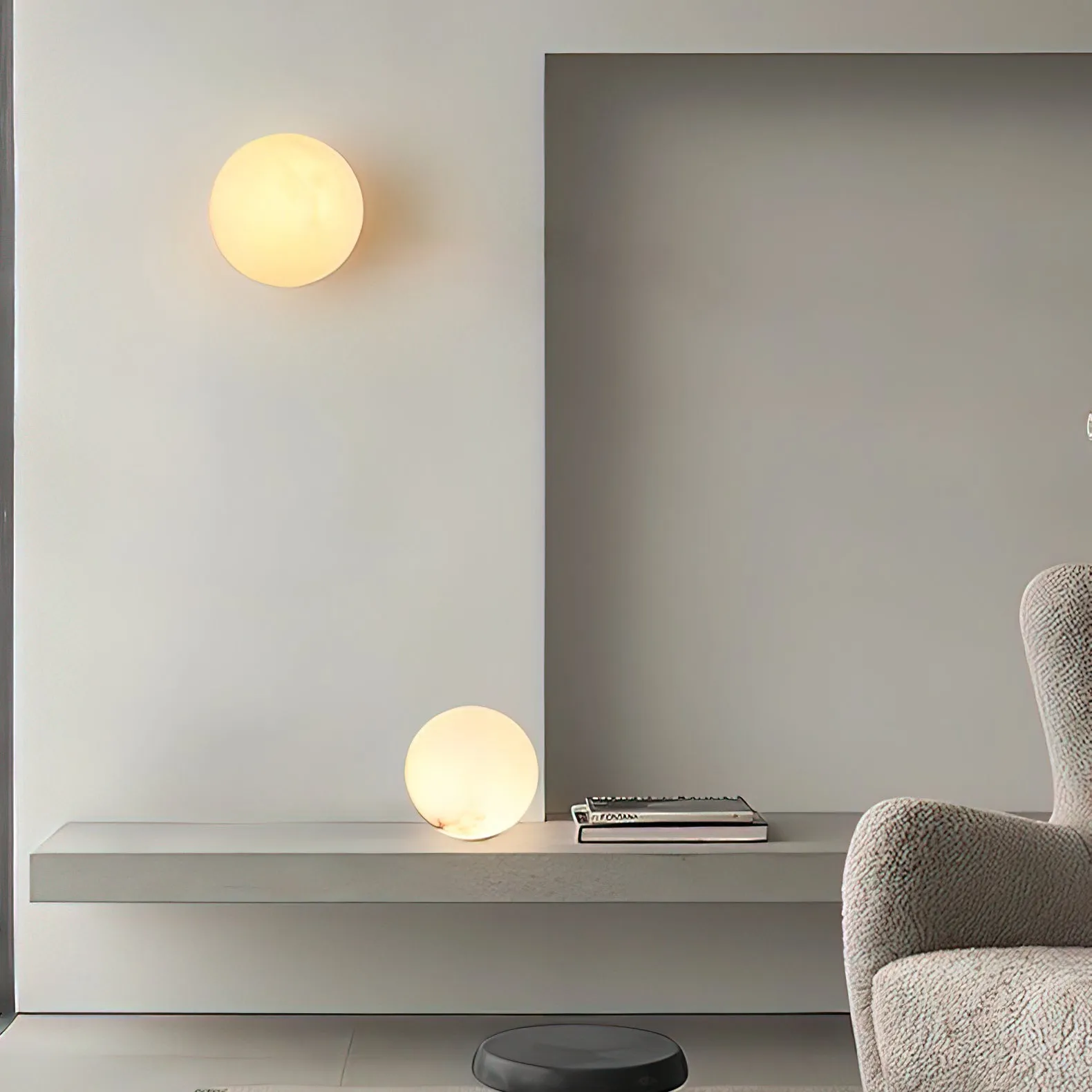 Alabaster Mini Orb Wall Lamp