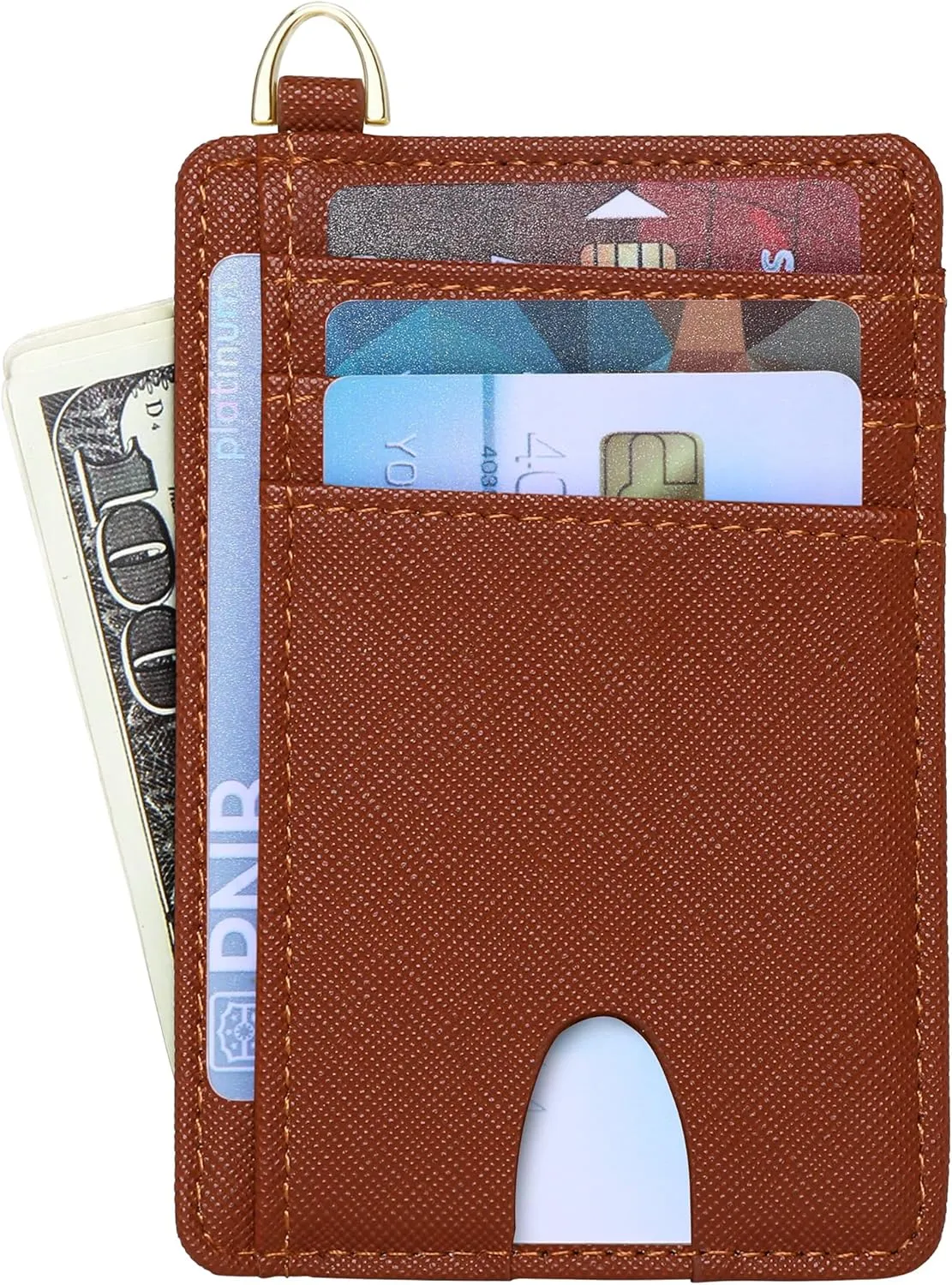 Badiya Credit Card Holder Slim Minimalist Wallet, Front Pocket Purse RFID Blocking Wallet Compact Card Case with ID Window for Women & Men