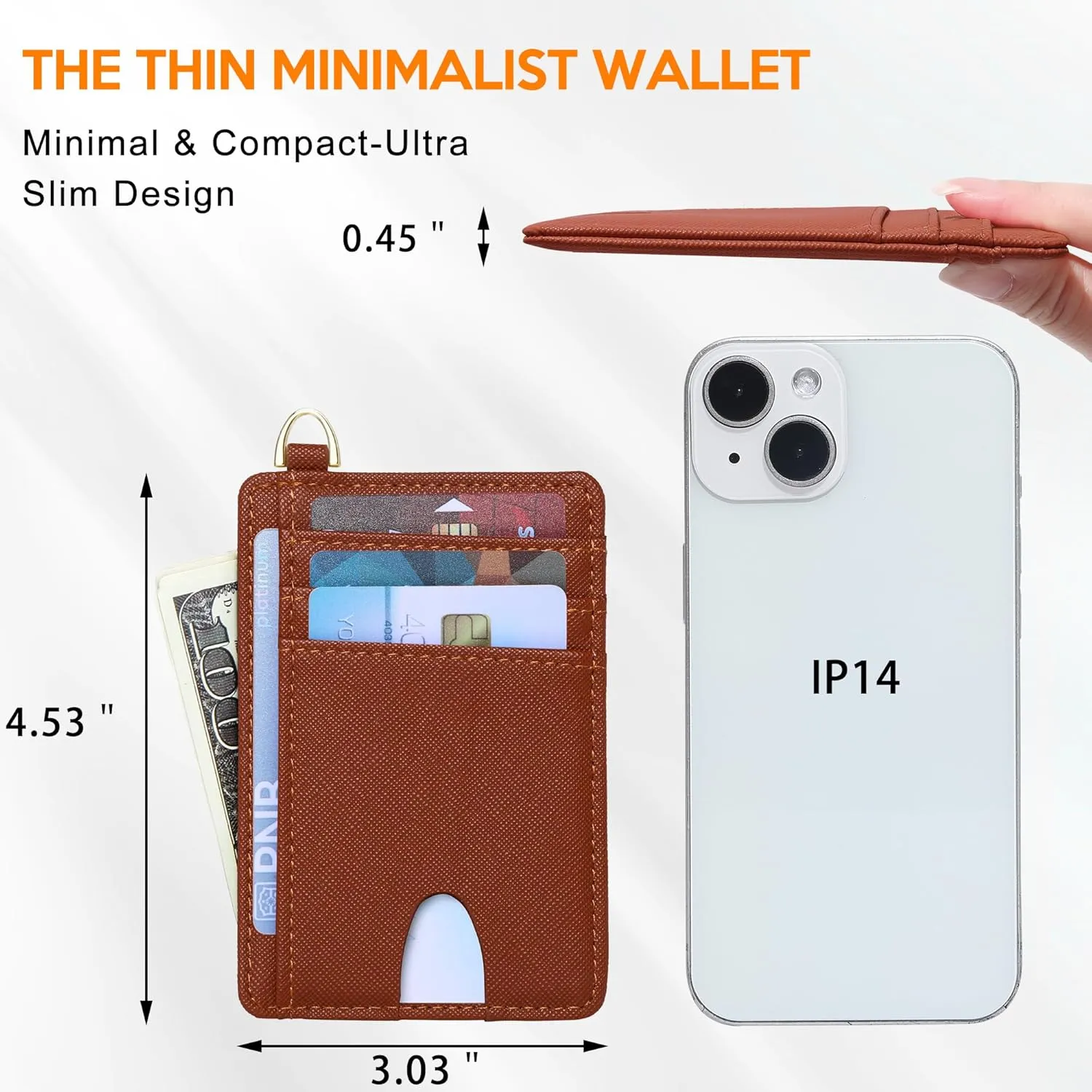 Badiya Credit Card Holder Slim Minimalist Wallet, Front Pocket Purse RFID Blocking Wallet Compact Card Case with ID Window for Women & Men