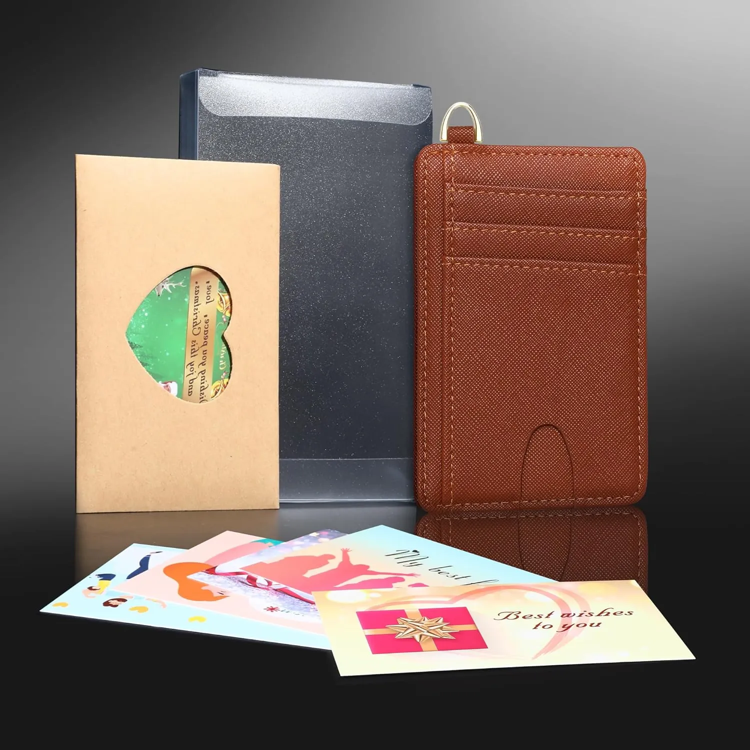 Badiya Credit Card Holder Slim Minimalist Wallet, Front Pocket Purse RFID Blocking Wallet Compact Card Case with ID Window for Women & Men