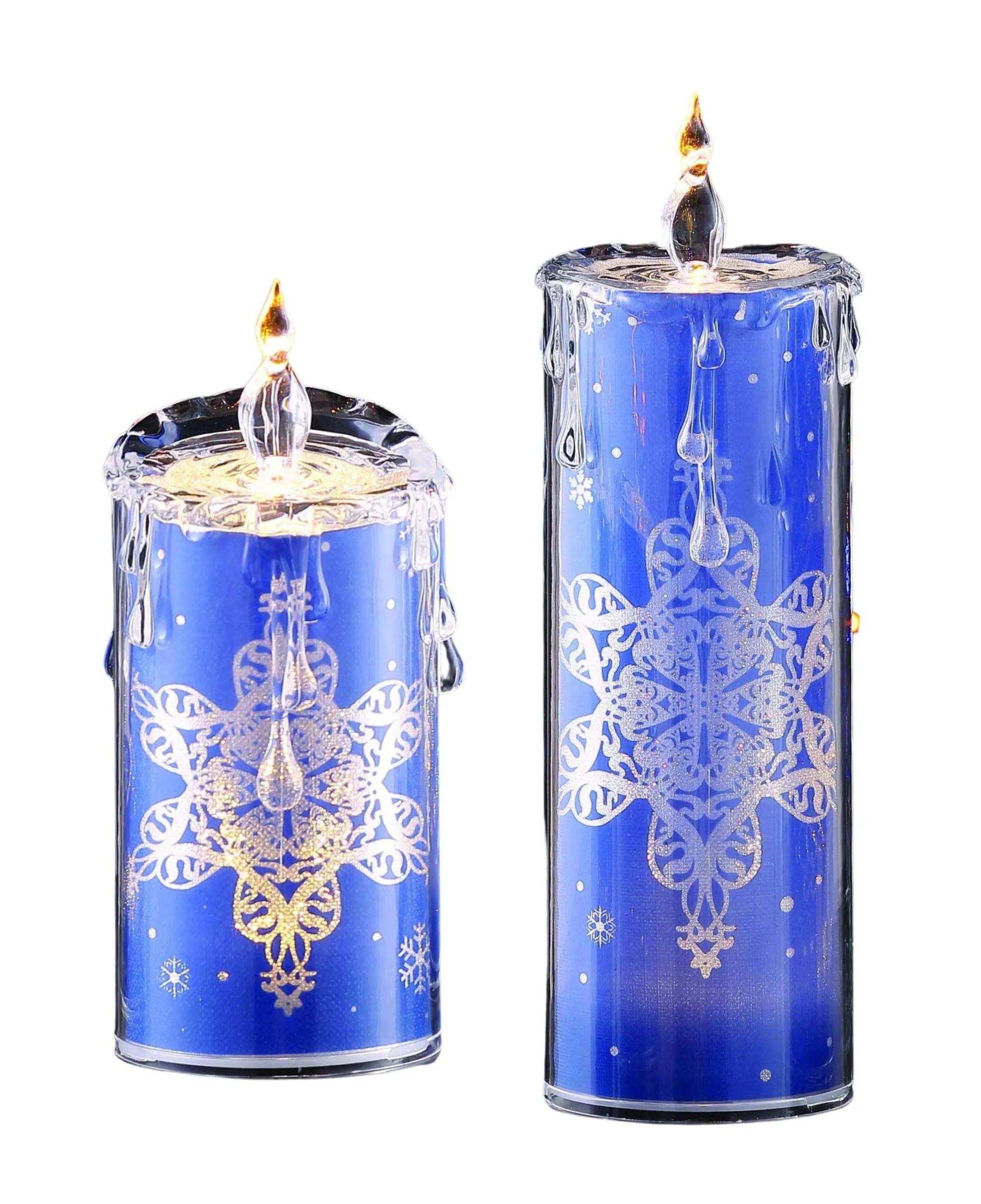Blue Snowflake Candle set
