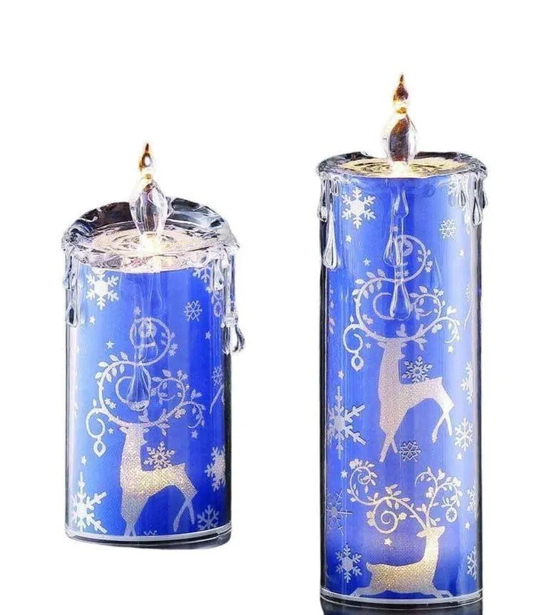 Blue Snowflake Candle set