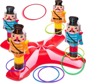 Christmas Games - Inflatable Nutcrackers Ring Toss Game for Kids Adults Families, Gifts Toys Indoor Outdoor Xmas Holiday Party Supplies Decorations
