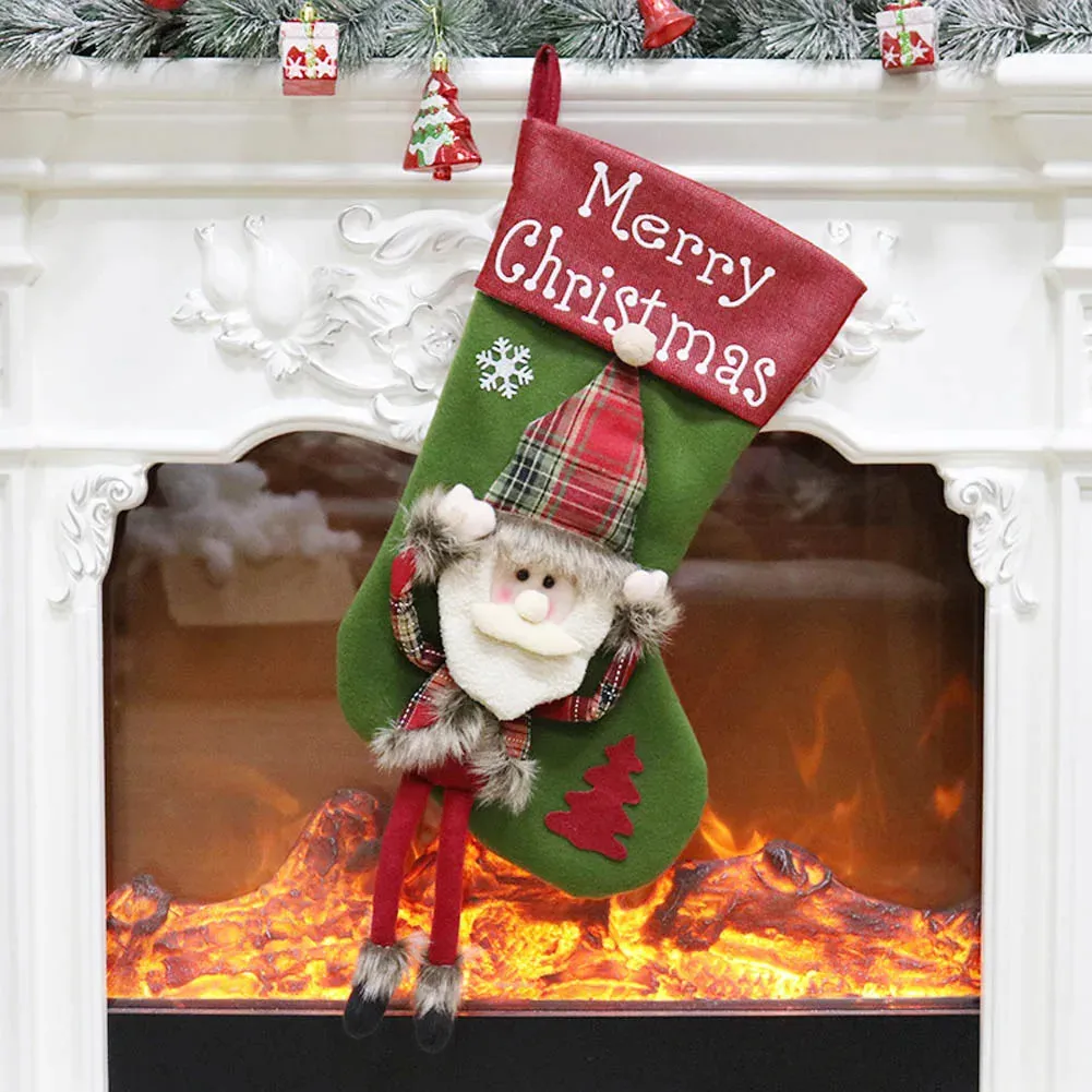 Christmas Stocking Mini Sock, 1Pcs Christmas Gift Bag Santa Claus Candy Gift Bag