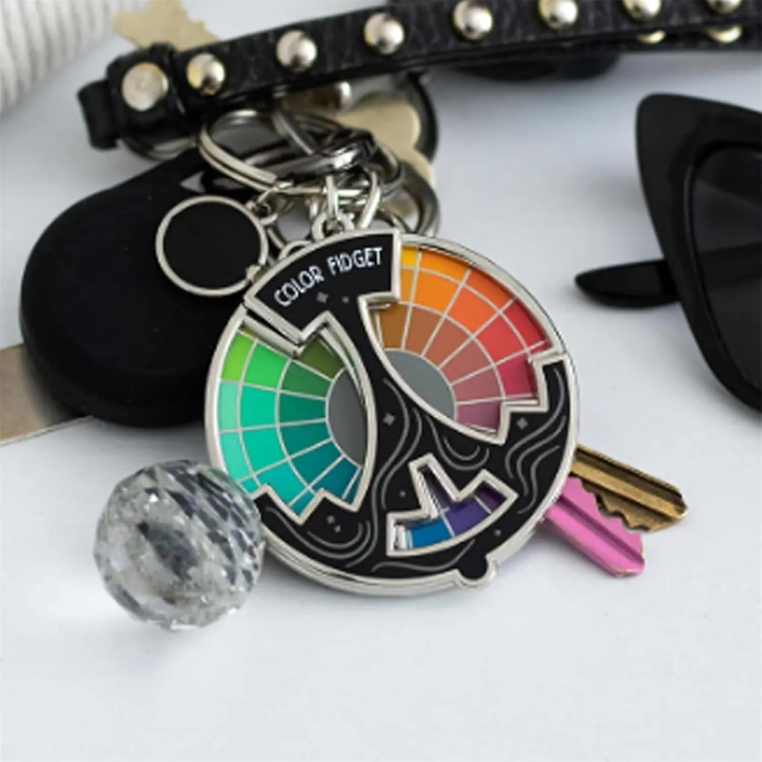 Color Fidget Enamel Pin, Color Fidget Wheel for Artists, 3 in 1 Pin & Keychain & Magnet Anxiety Relief Badge