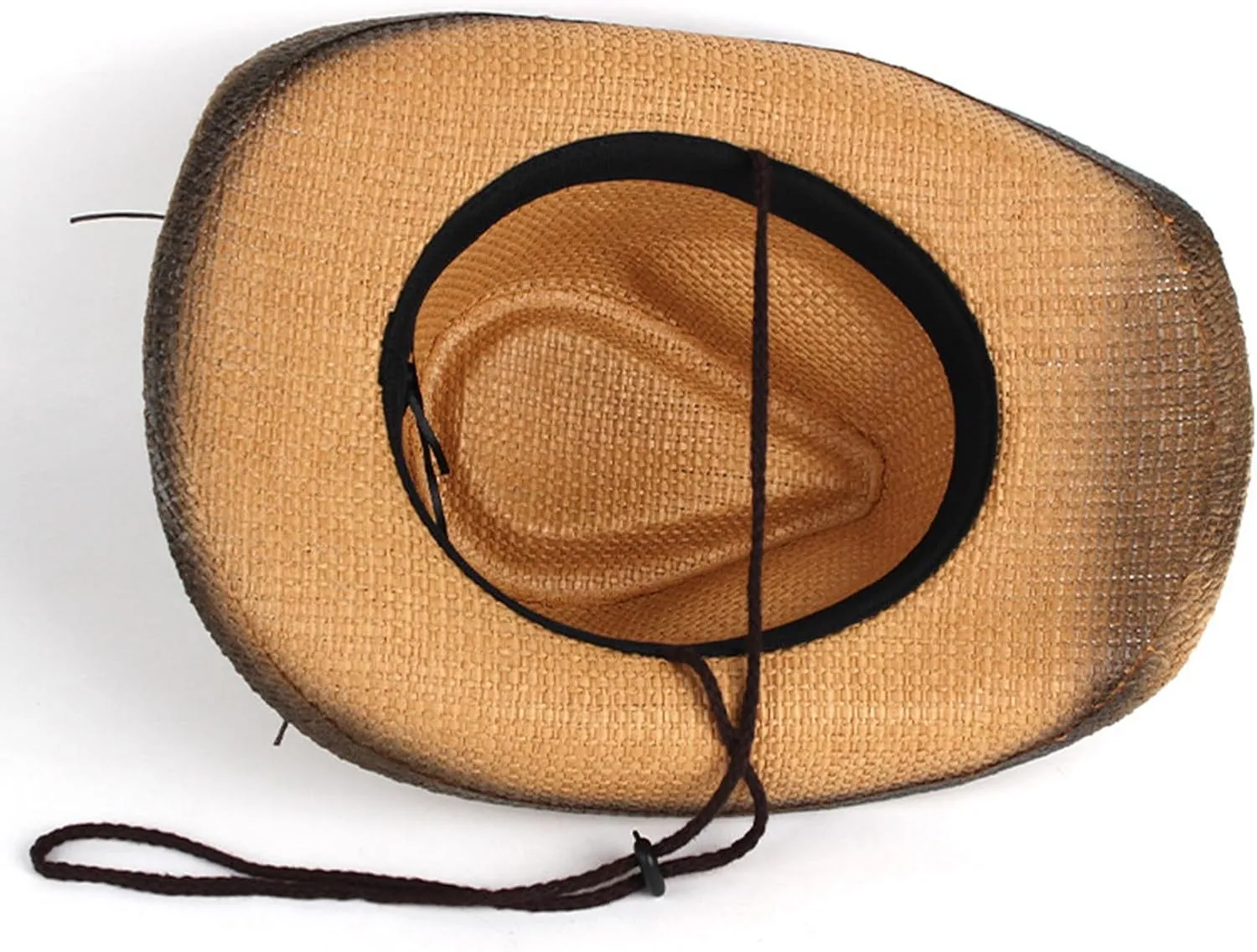 Cowboy Hats for Women, Brown Straw Cowgirl Outfits, Western Wide Brim Sun Hats with Chin Strap