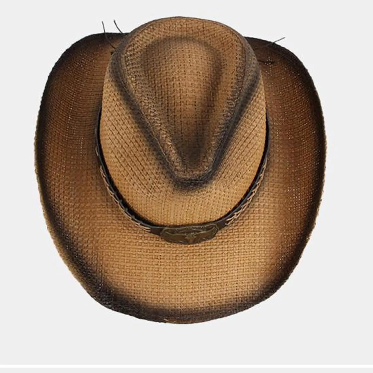 Cowboy Hats for Women, Brown Straw Cowgirl Outfits, Western Wide Brim Sun Hats with Chin Strap