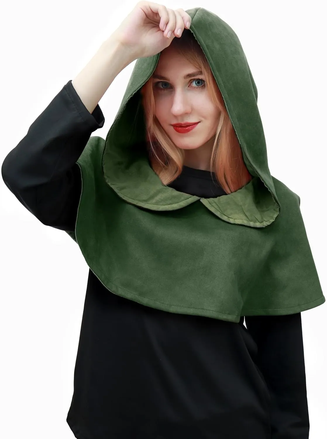 DAZCOS Multicolor Medieval Cowl Hat Sturdy Faux Suede Pagan Cosplay Accessory for Christmas Halloween