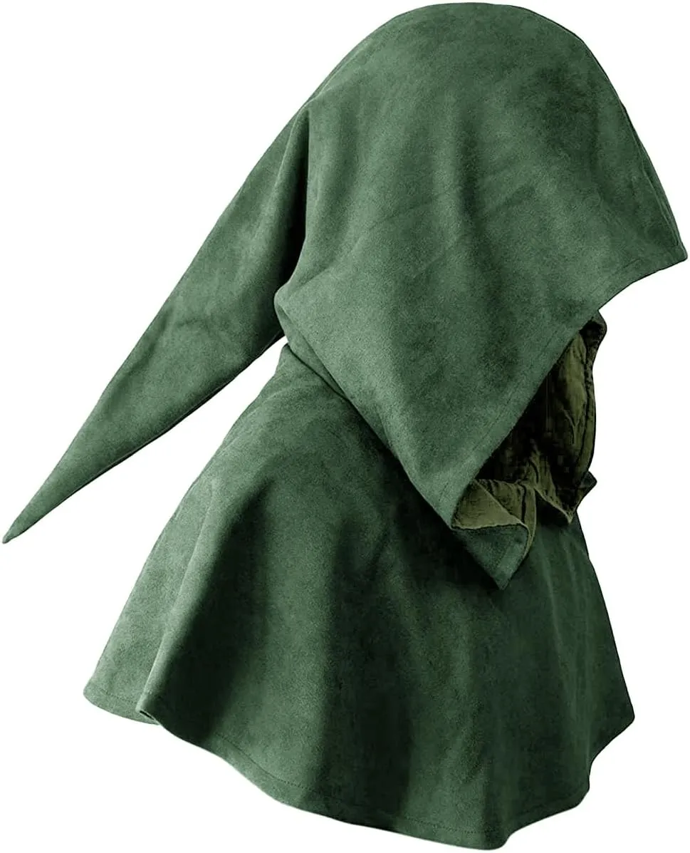 DAZCOS Multicolor Medieval Cowl Hat Sturdy Faux Suede Pagan Cosplay Accessory for Christmas Halloween
