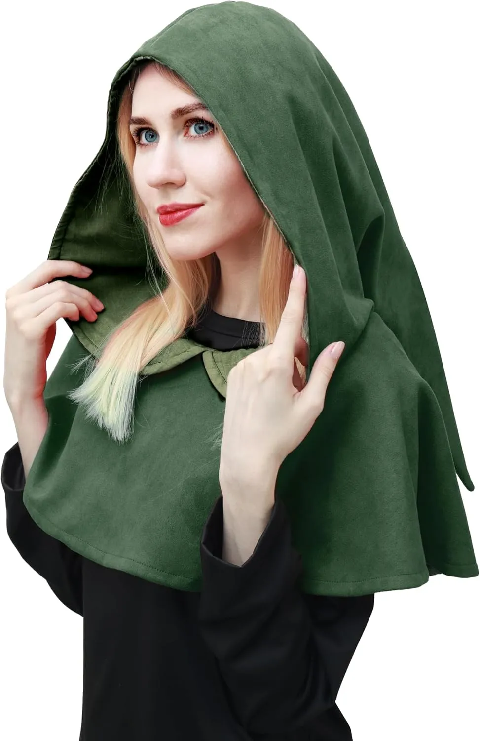 DAZCOS Multicolor Medieval Cowl Hat Sturdy Faux Suede Pagan Cosplay Accessory for Christmas Halloween