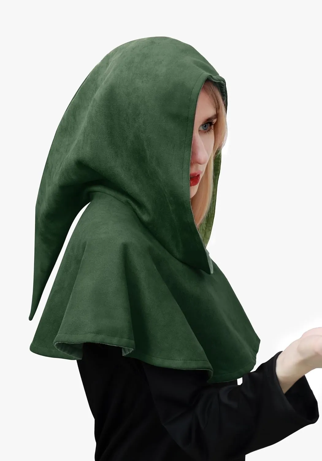 DAZCOS Multicolor Medieval Cowl Hat Sturdy Faux Suede Pagan Cosplay Accessory for Christmas Halloween