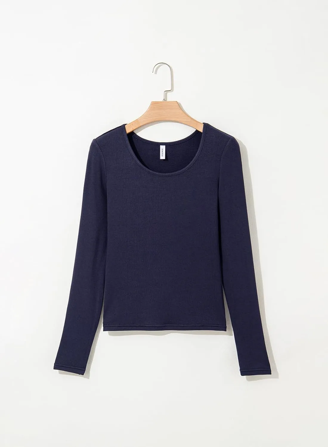 Dokotoo Women's Fall Winter Long Sleeve Crew Neck Casual Slim Fit Thermal Layering Basic Tops