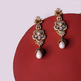 Earrings in Pearls and Cubic Zircons