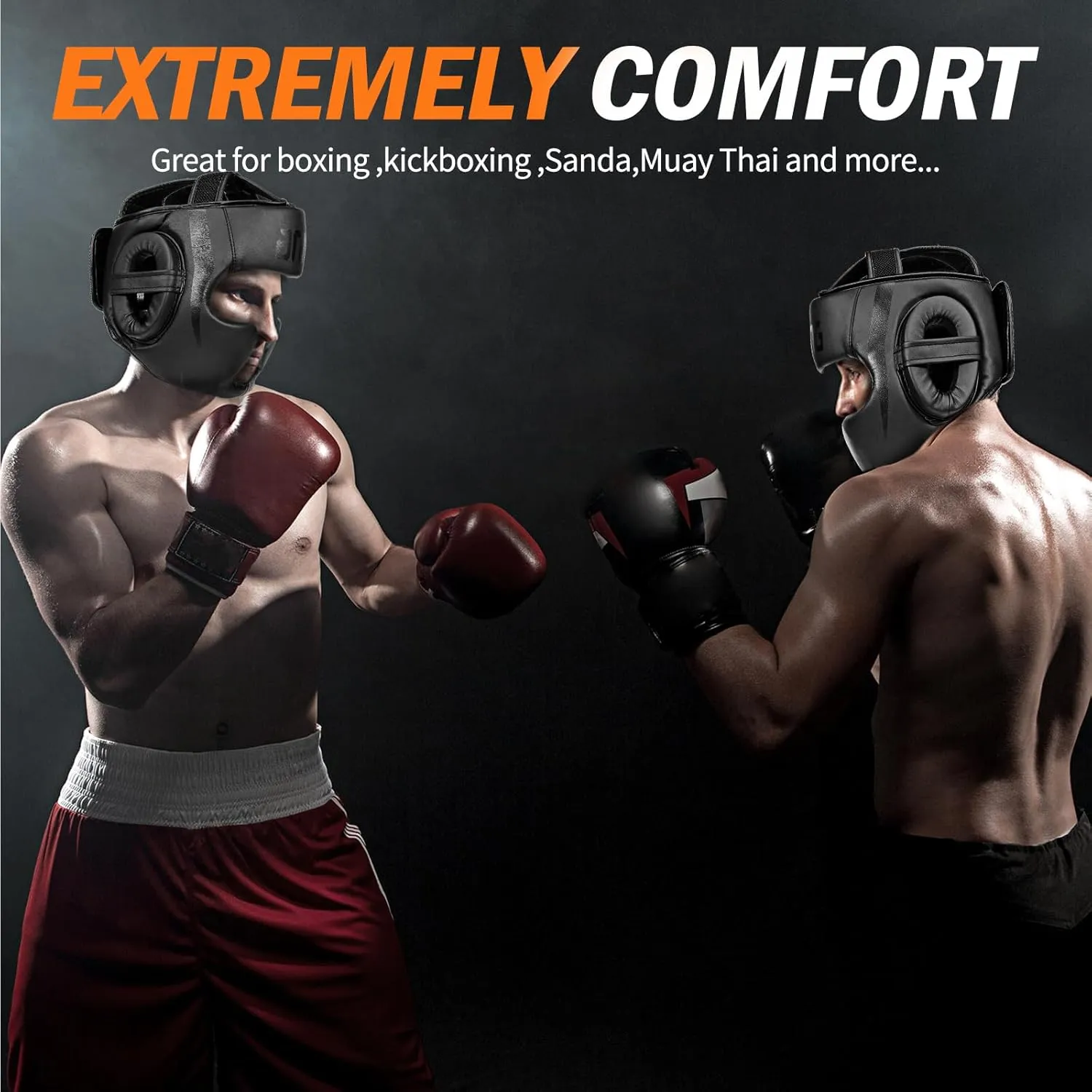 FIVING Headgear for Boxing,Martial Arts Headgear,Kickboxing Head Gear for Muay Thai,Grappling, Sparring, Kickboxing, Karate, Taekwondo