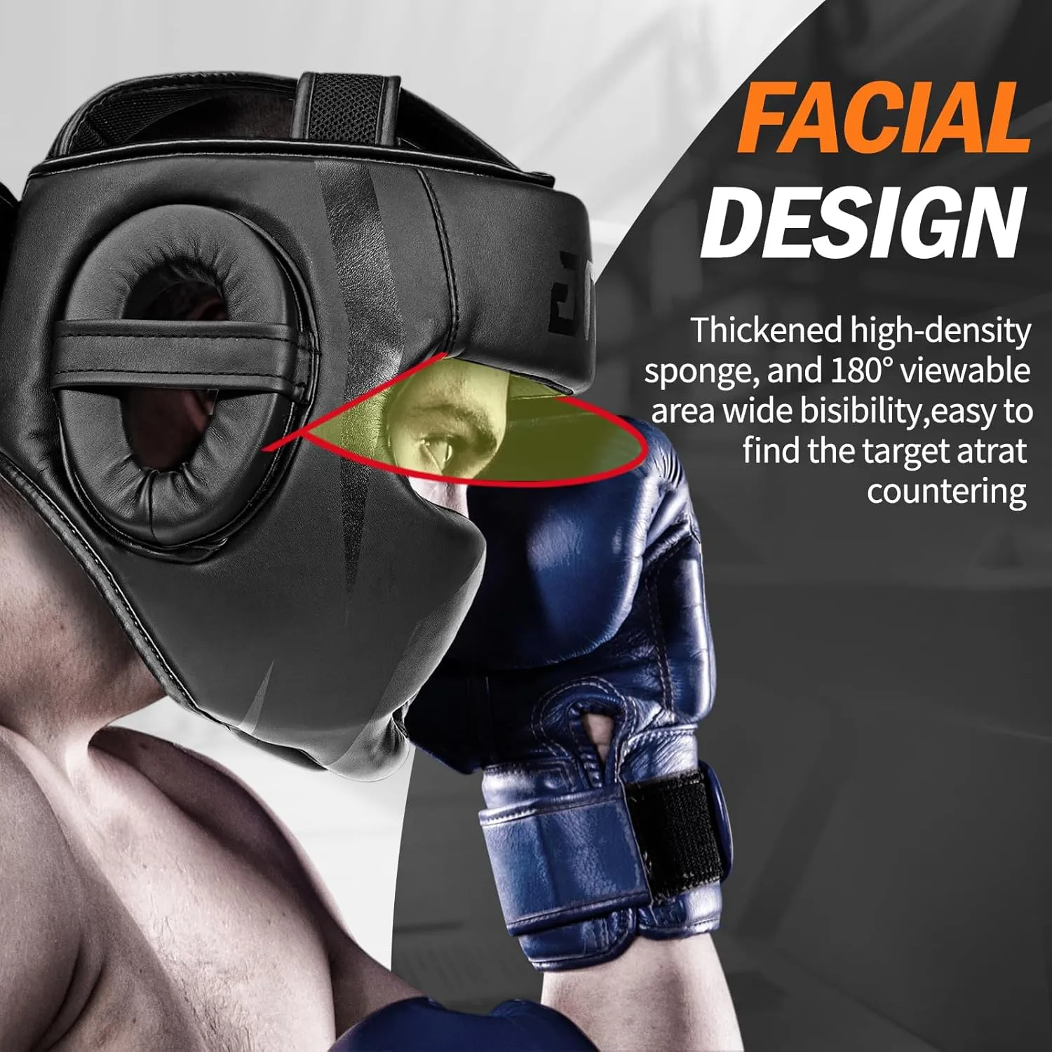 FIVING Headgear for Boxing,Martial Arts Headgear,Kickboxing Head Gear for Muay Thai,Grappling, Sparring, Kickboxing, Karate, Taekwondo
