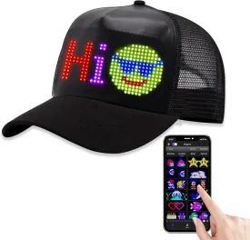 GOTUS LED Hats, LED Display Screen Smart Caps,Bluetooth APP Control,Custom Text, Patterns, Animations for Party Christmas Halloween(1632) Multicolor