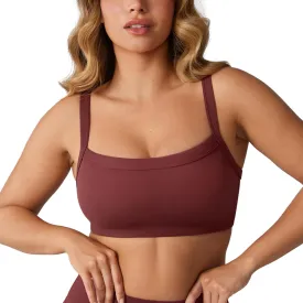 Hugcurve Adjustable Sports Bra Square Neck Wireless Padded Yoga Workout Tops