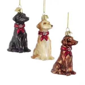 Kurt Adler Labrador Retriever with Red Scarf Glass Ornament