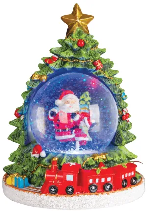 LED Illuminated Musical Snow Globe Tree - 10cm Decorative Water Ball with Lights and Music