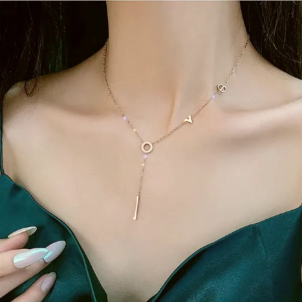 LOVE Letter Lariat Necklace - Stainless Steel