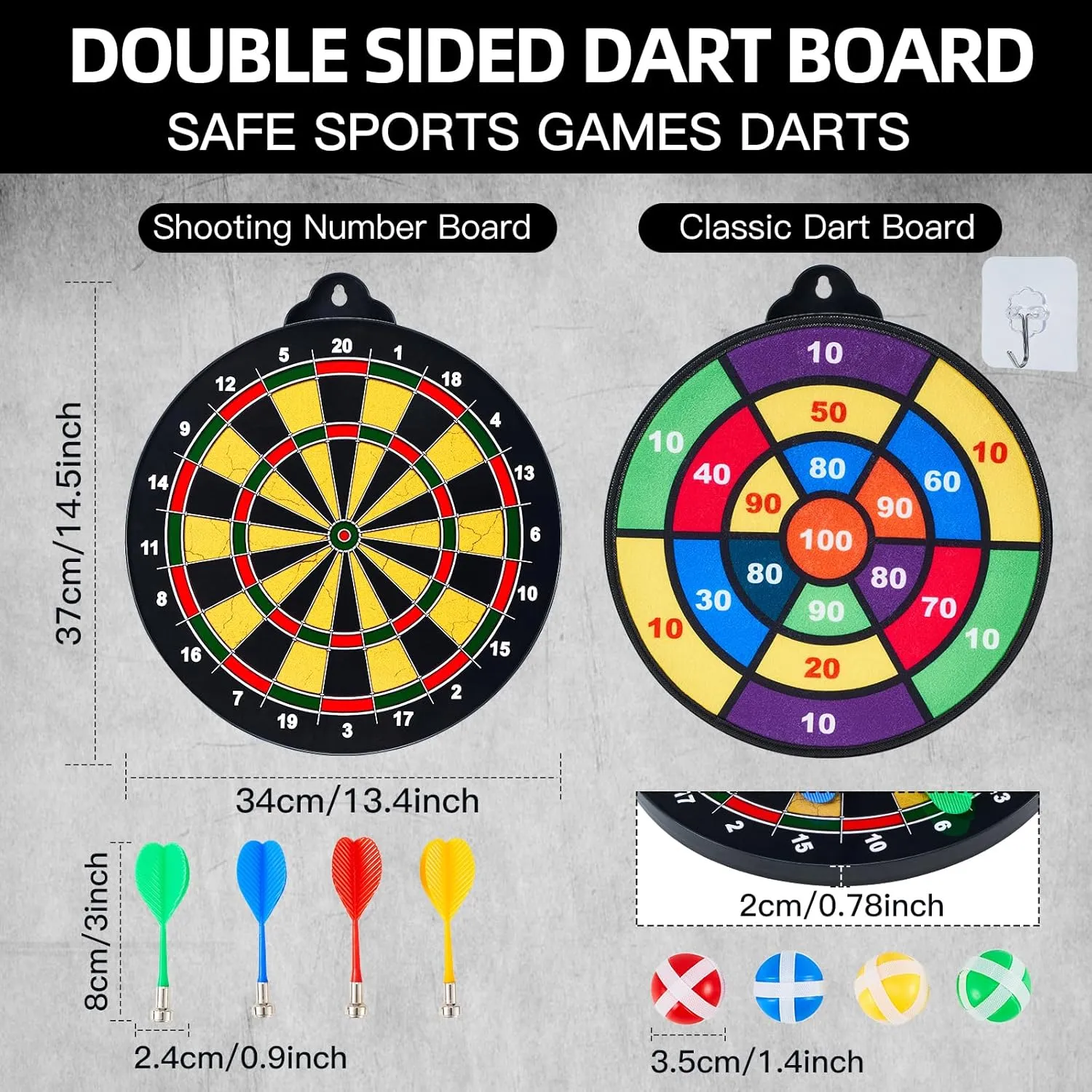 Magnetic Dart Board - 12Magnetic Darts 12Sticky Balls Or 2 Toy Gun 40 Foam Dart,Fun for Family Game and Party with Friends, Christmas Birthday Gifts Toys for 3-12 Year Old Boys