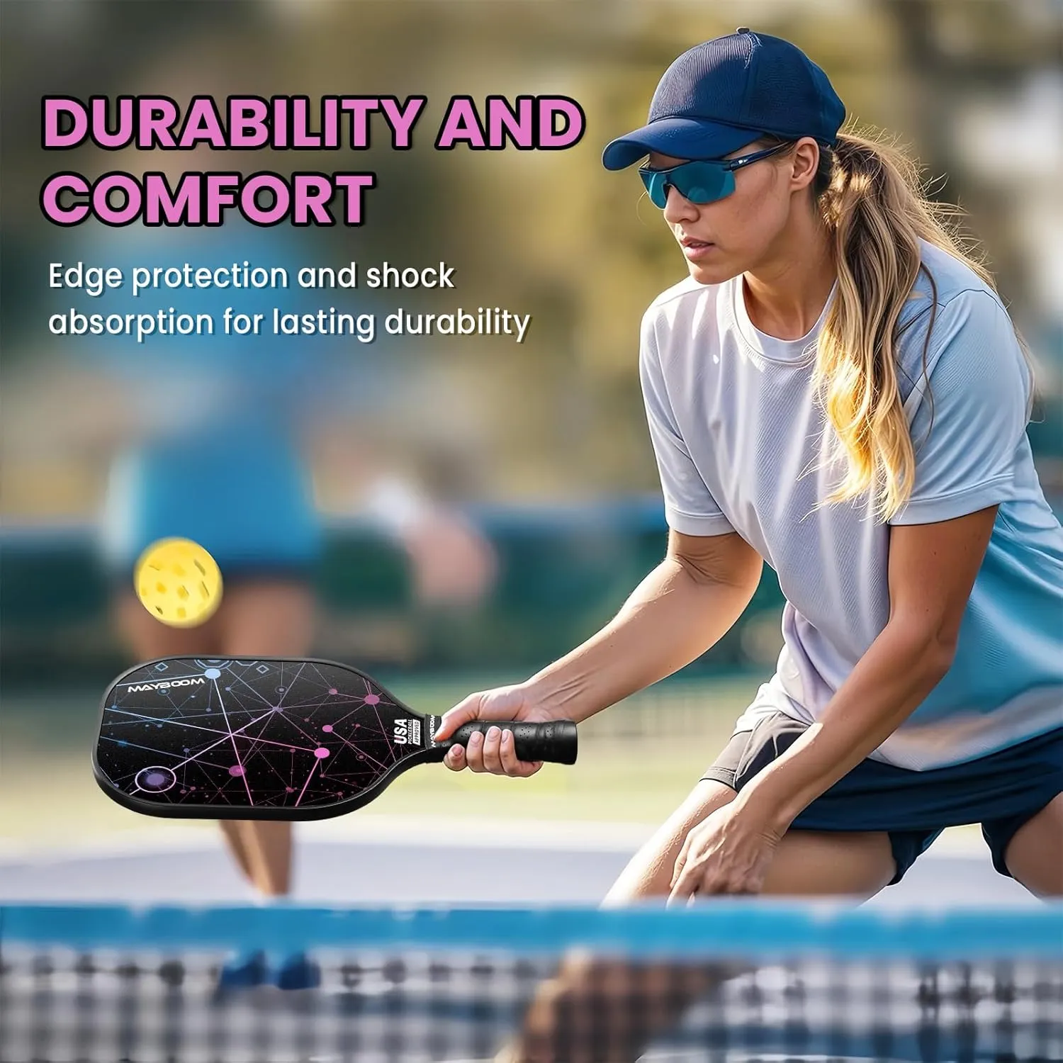 Mayboom Pickleball Paddles Set of 2 or 4, USAPA Approved Pickleball Paddles Set with 4 Pickleball Balls and Pickleball Carry Bag, Fiberglass Pickle Ball Rackets 2 Pack Gifts for Beginners&Pros