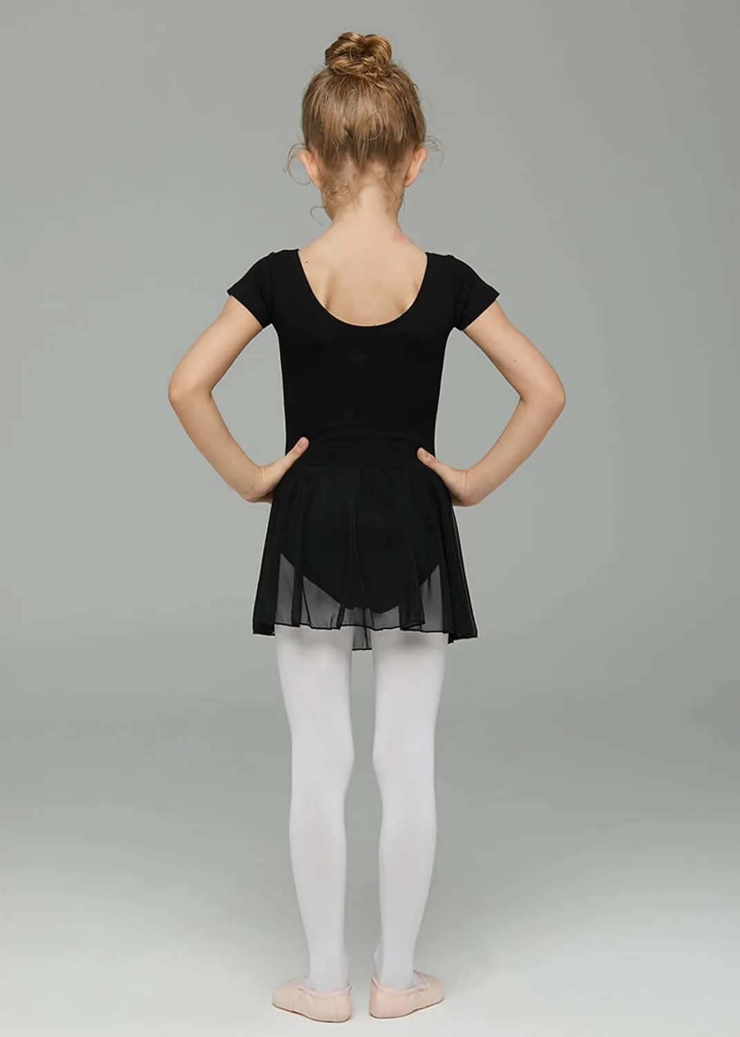 MdnMd Toddler Ballet Leotards for Girls Dance Leotards with Skirt Gymnastic Ballerina Outfit Dress Classic Short Sleeve
