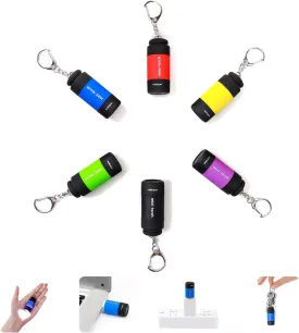 Mini Keychain Light,USB Rechargeable Keychain Flashlights 6pcs Waterproof Small Flashlights for Emergency LED Tiny Flashlight Colorful Gift for Kids Students Family(6 Color)