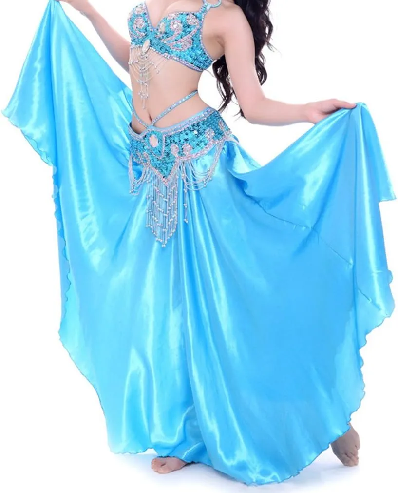 MUNAFIE Women's Long Maxi Dance Skirt - Satin Fairy Skirt for Praise & Cosplay Belly Dance