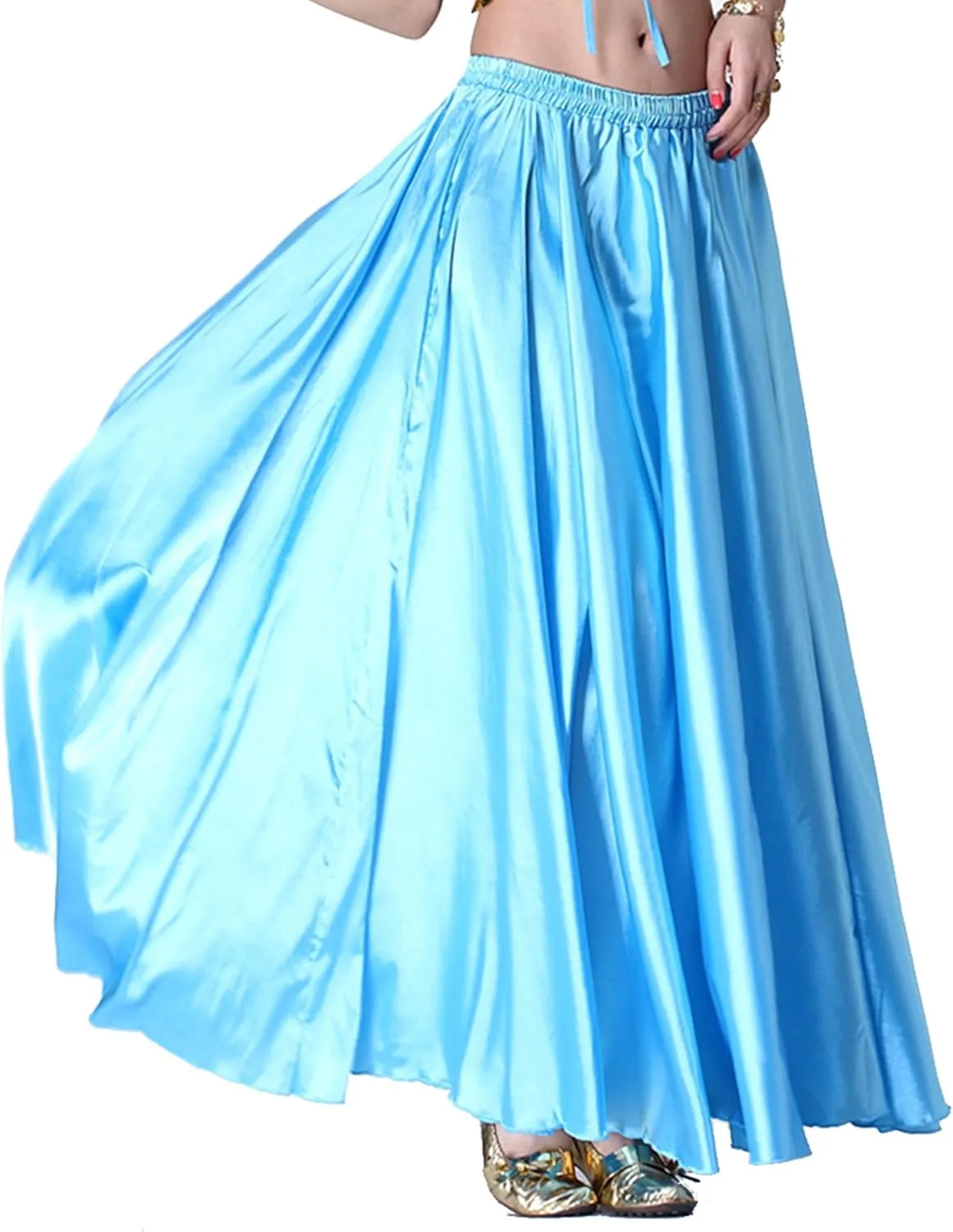 MUNAFIE Women's Long Maxi Dance Skirt - Satin Fairy Skirt for Praise & Cosplay Belly Dance