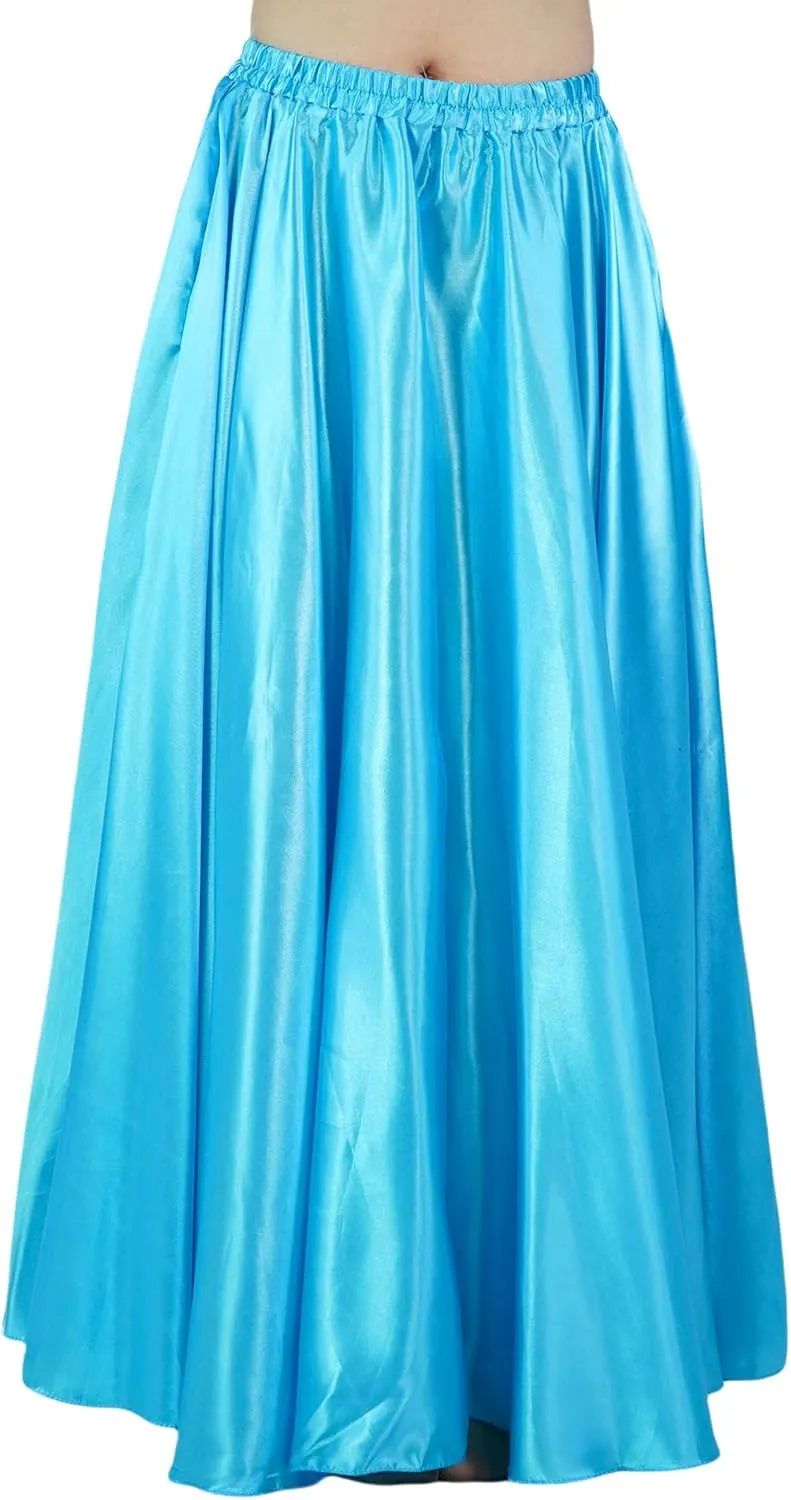 MUNAFIE Women's Long Maxi Dance Skirt - Satin Fairy Skirt for Praise & Cosplay Belly Dance