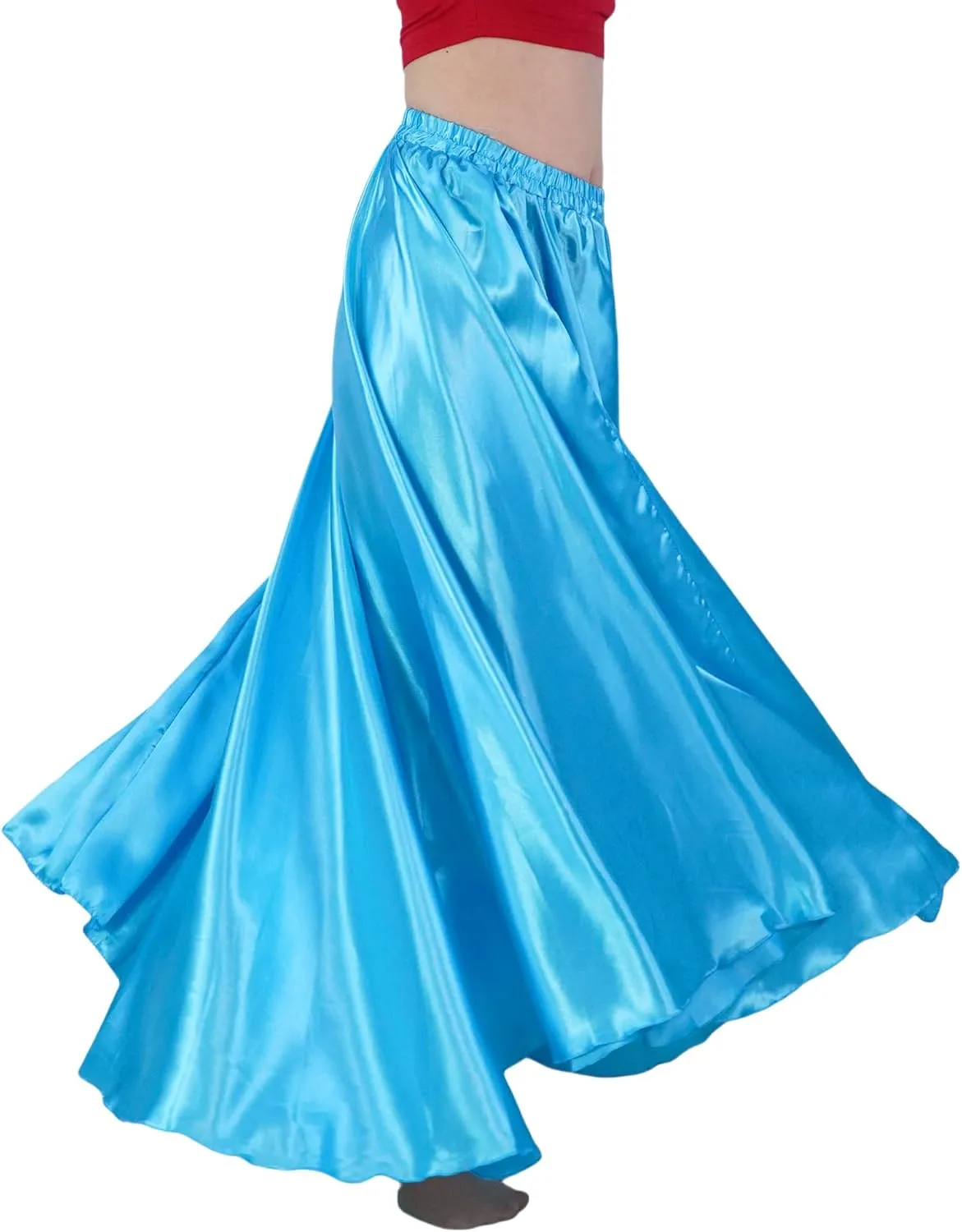 MUNAFIE Women's Long Maxi Dance Skirt - Satin Fairy Skirt for Praise & Cosplay Belly Dance