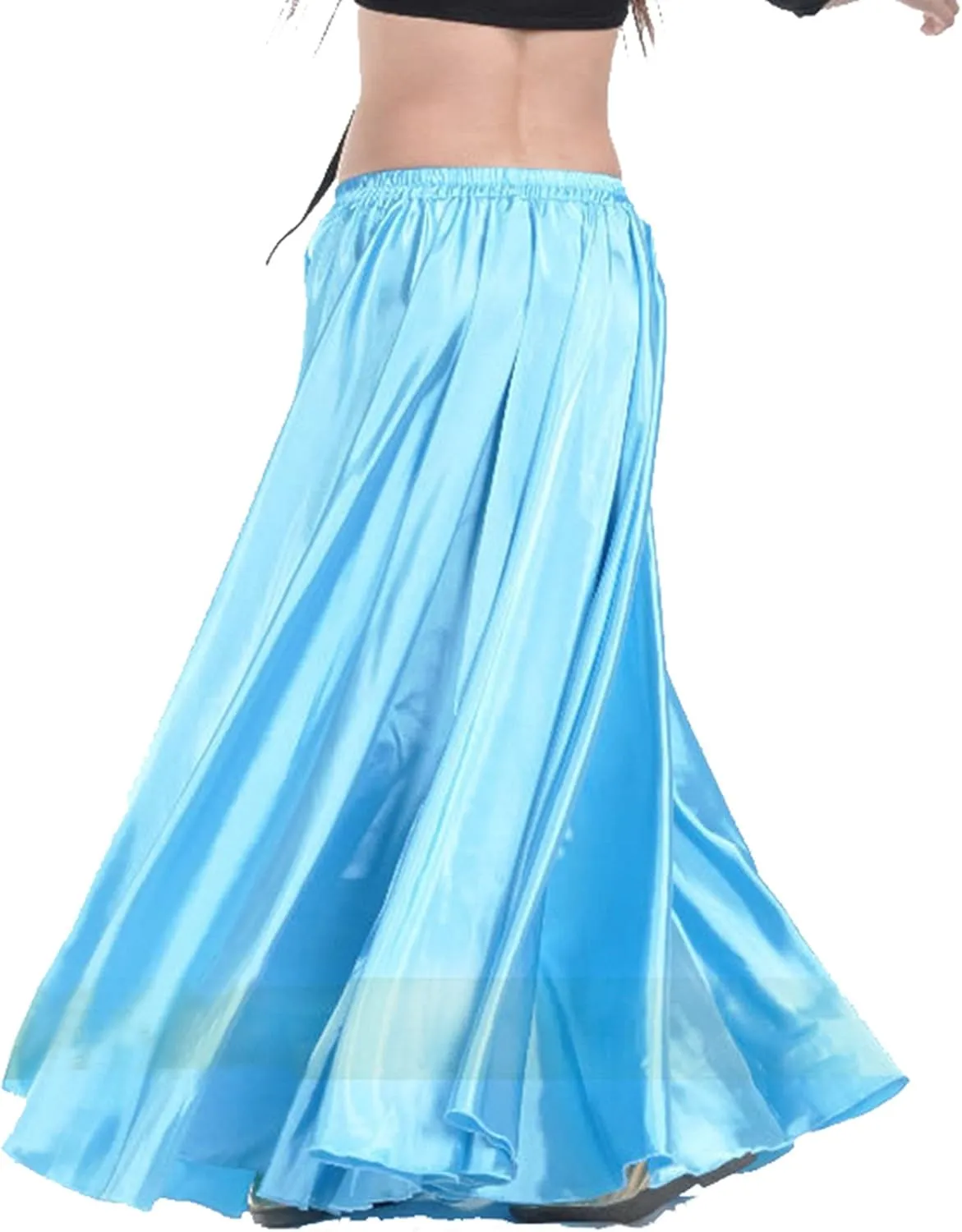 MUNAFIE Women's Long Maxi Dance Skirt - Satin Fairy Skirt for Praise & Cosplay Belly Dance