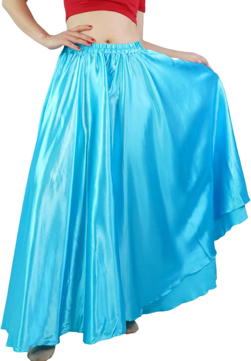 MUNAFIE Women's Long Maxi Dance Skirt - Satin Fairy Skirt for Praise & Cosplay Belly Dance