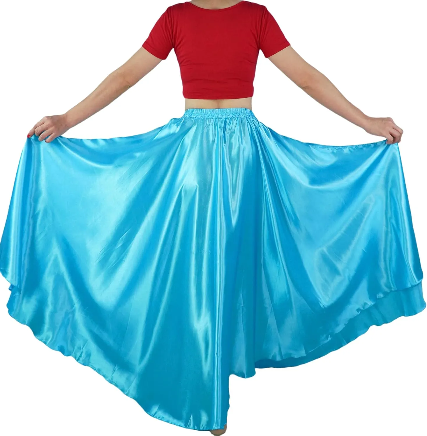 MUNAFIE Women's Long Maxi Dance Skirt - Satin Fairy Skirt for Praise & Cosplay Belly Dance