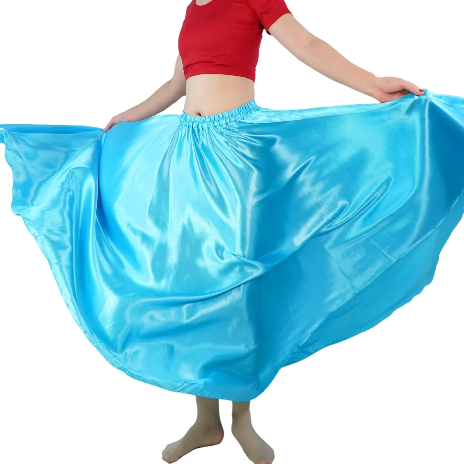 MUNAFIE Women's Long Maxi Dance Skirt - Satin Fairy Skirt for Praise & Cosplay Belly Dance