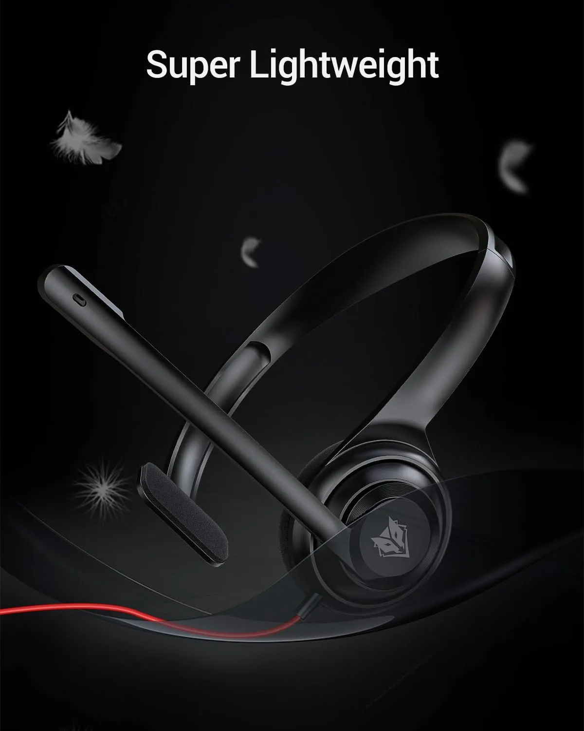 NUBWO HW02 USB Headset with Microphone Noise Cancelling &in-line Control, Ultra Comfort Computer Headset for Laptop pc, On-Ear Wired Office Call Center Headset for Boom Skype WebinarsBlack