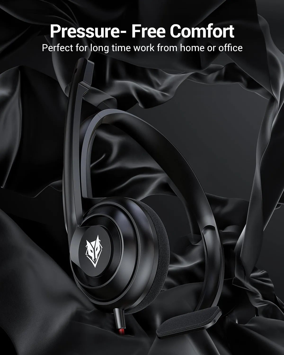 NUBWO HW02 USB Headset with Microphone Noise Cancelling &in-line Control, Ultra Comfort Computer Headset for Laptop pc, On-Ear Wired Office Call Center Headset for Boom Skype WebinarsBlack
