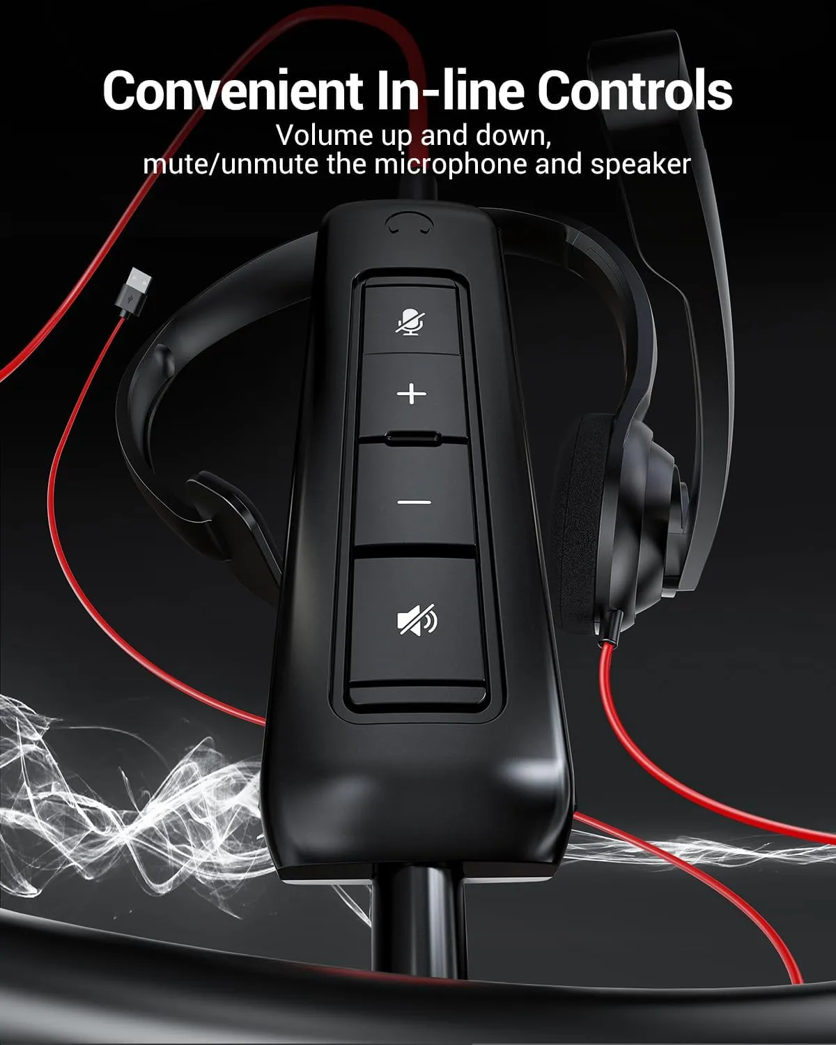 NUBWO HW02 USB Headset with Microphone Noise Cancelling &in-line Control, Ultra Comfort Computer Headset for Laptop pc, On-Ear Wired Office Call Center Headset for Boom Skype WebinarsBlack