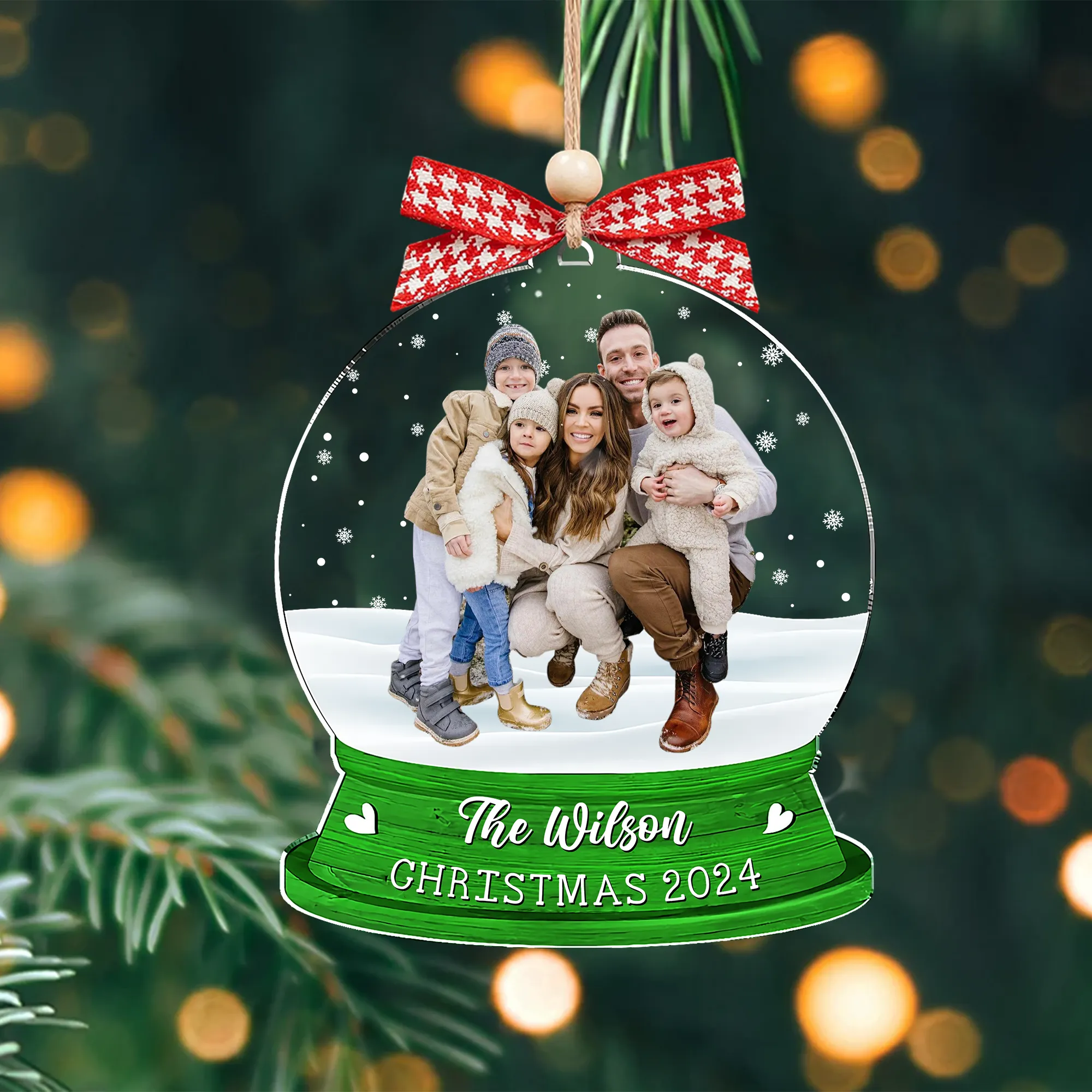 Personalized Family Photo Snow Globe Ornament, Acrylic Photo Ornament CF628
