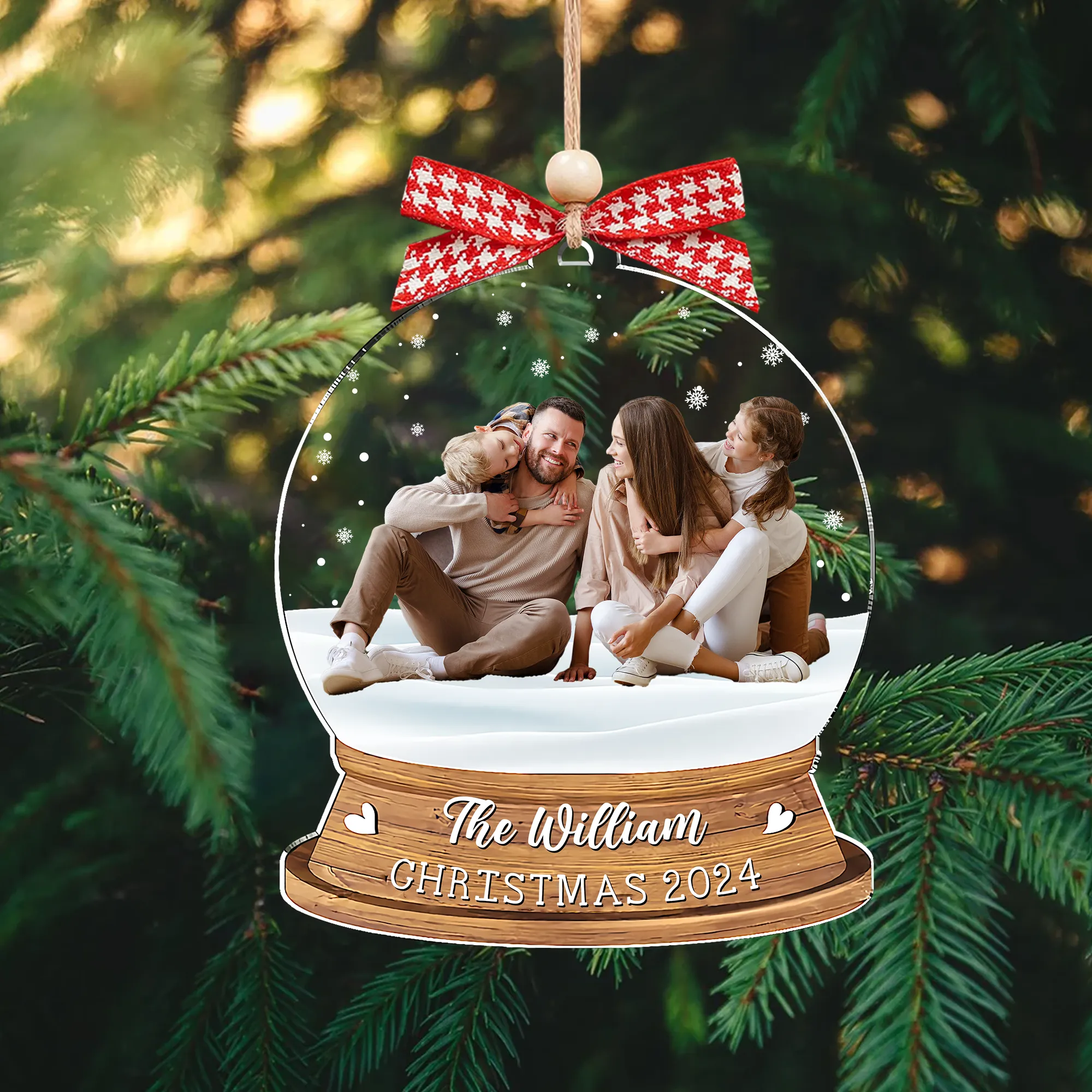 Personalized Family Photo Snow Globe Ornament, Acrylic Photo Ornament CF628